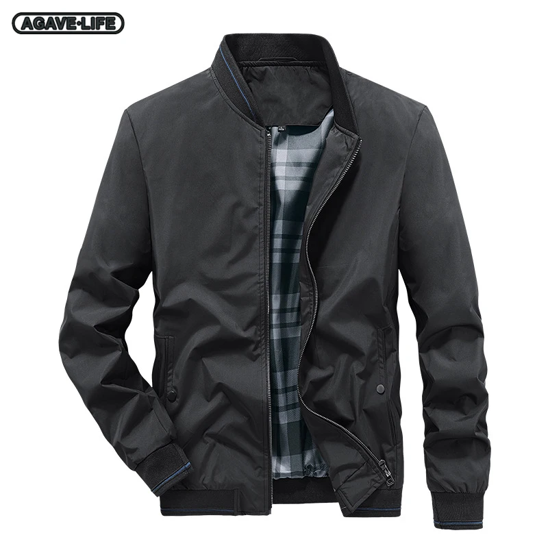 

Stand Collar Baseball Jacket Spring Autumn Men Solid Color Jacket Casual Zip Flight Coat Men Cardigan Fashion Loose Tooling Top