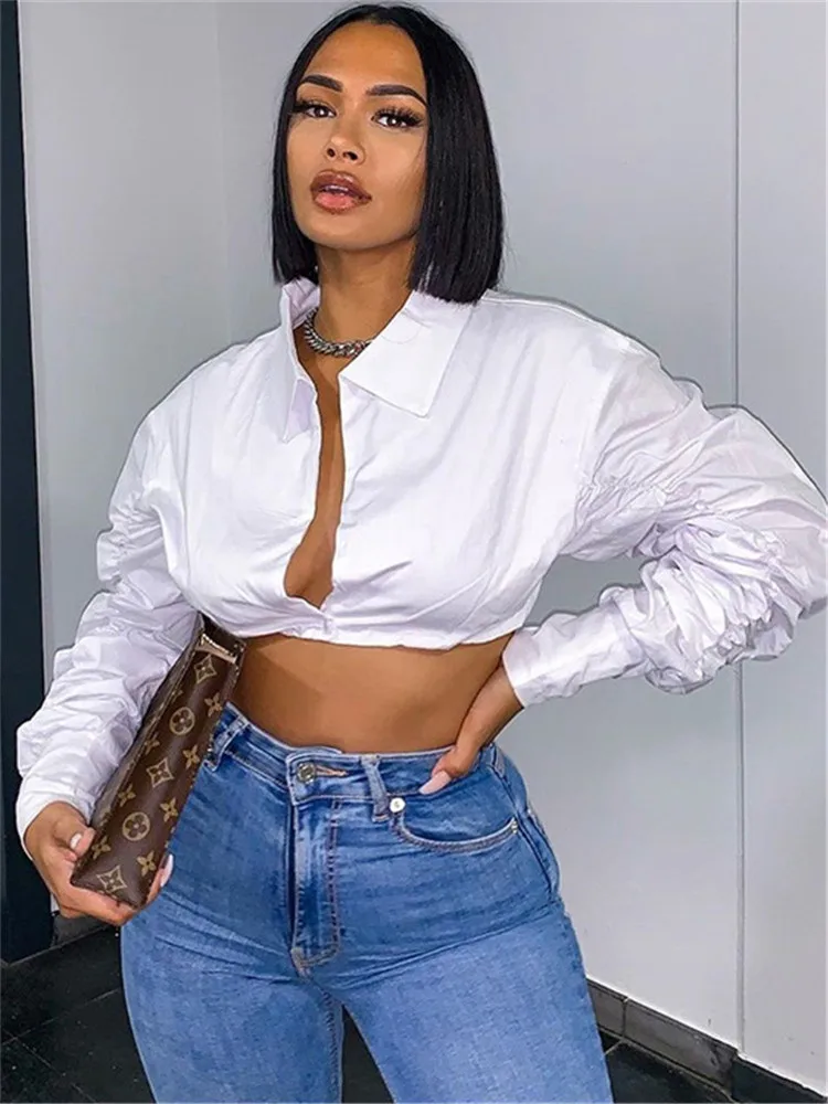 Articat Sexy Puff Sleeve Short T Shirt 