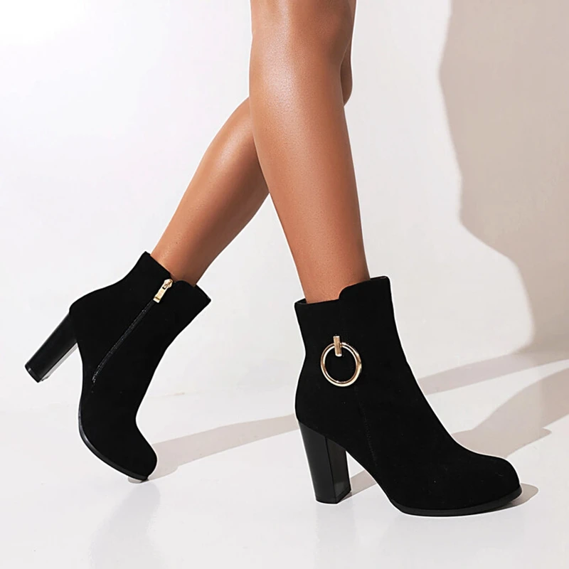 

BLXQPYT Zapatos De Mujer 2022 сексуальные модные осенне-зимние ботильоны на высоком каблуке на молнии для женщин размера плюс 47 женская обувь
