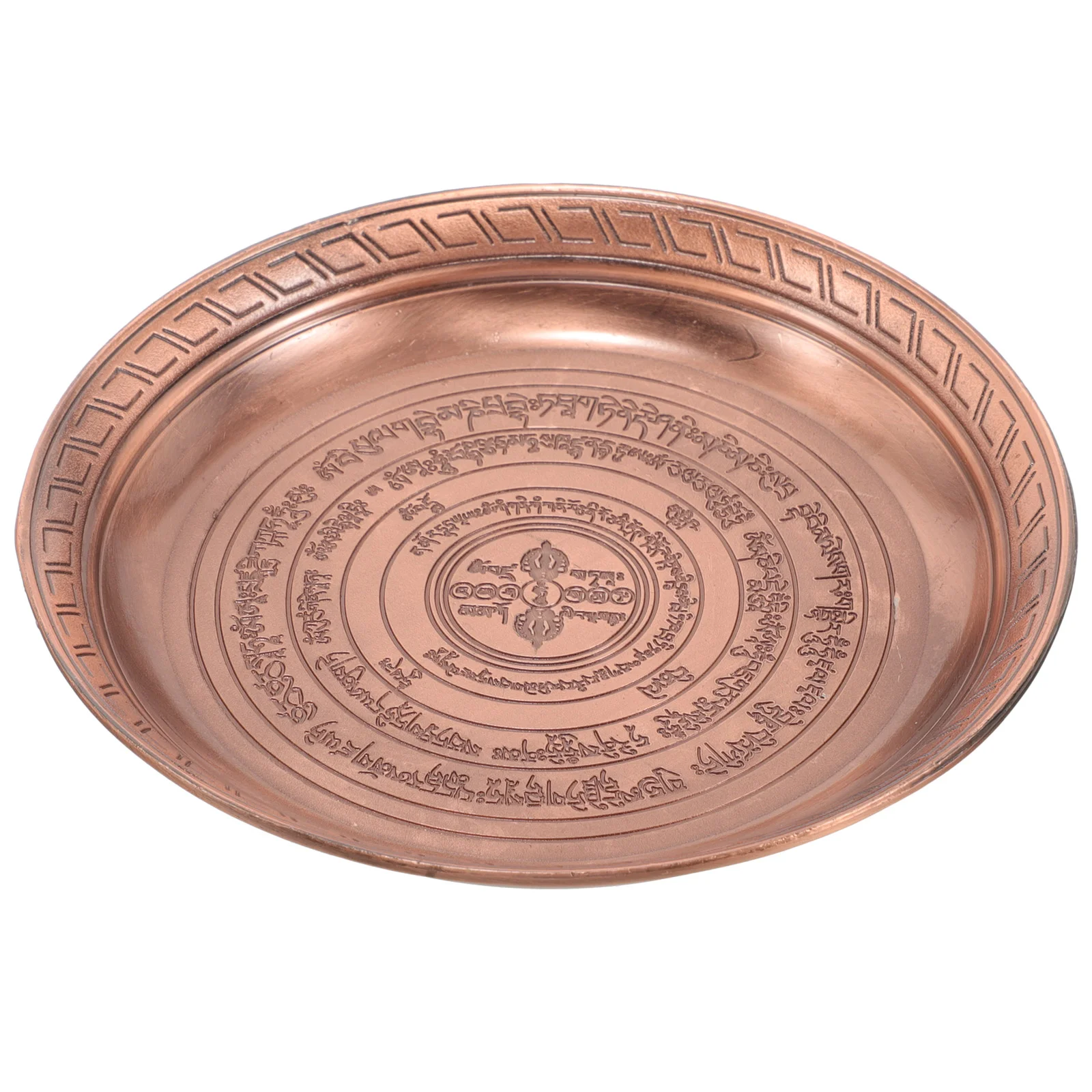 Round Copper Smoke Offering Plate Metal Tray For Ceremony Storage Trays Temple Dish Puja Supplies Vintage Bowl Home ganization 6