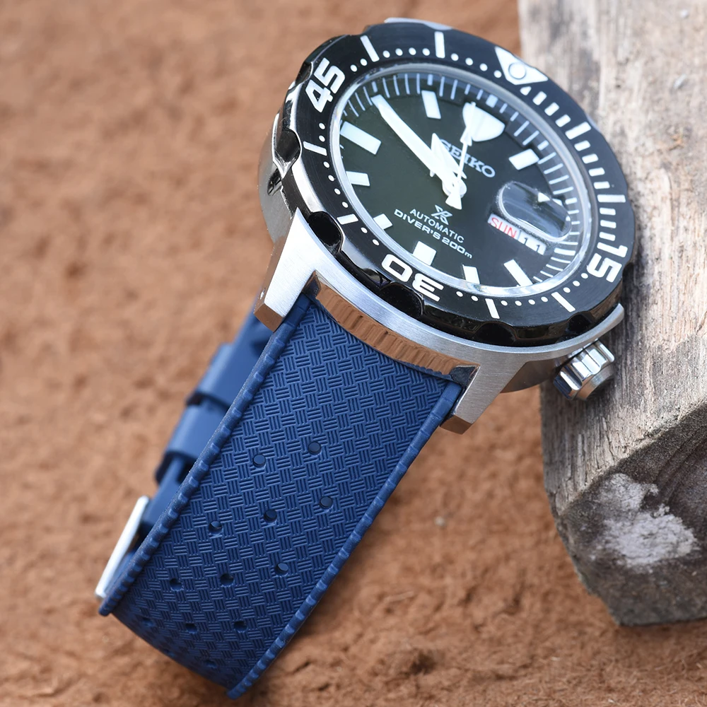 Tropical Fluoro Rubber Watch Strap 18mm 20mm 22mm 24mm For S-eiko