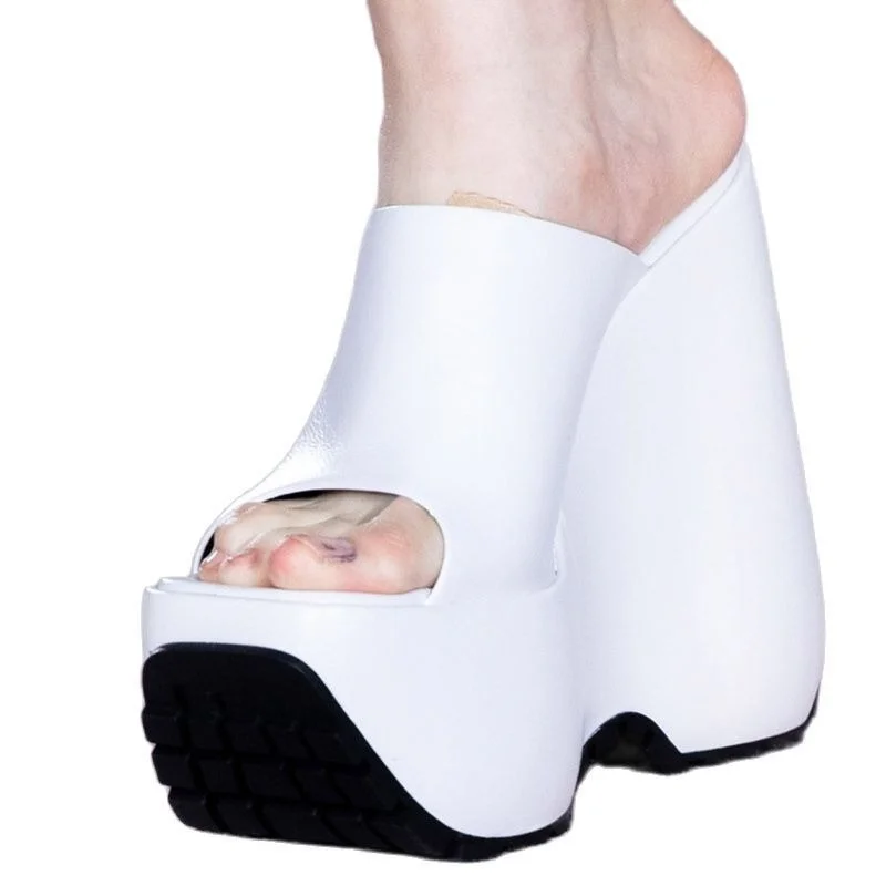 Women's Summer Platform Wedge Heels European and American Fashion Thin Belt Combination Mixed Color Sandals