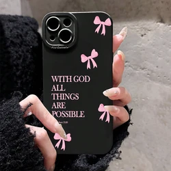Chic Pink Bow Slogan Soft Silicone Phone Case for iPhone 12 (1)