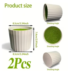 Set of 2 Stylish White Decorative Pots with Artificial Grass Plant (WHITE)