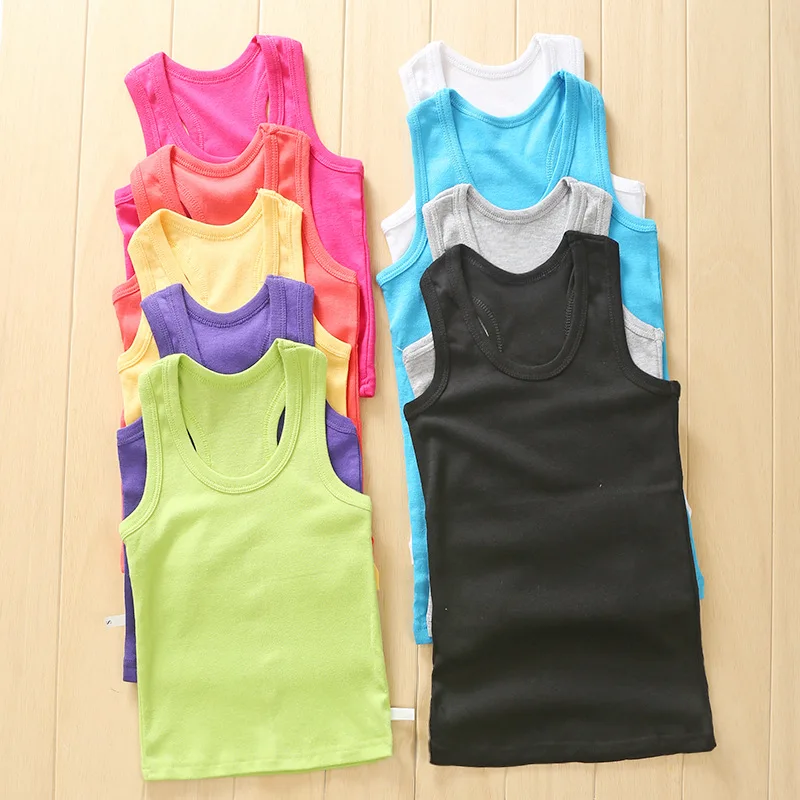 Summer Boys Shirts Girls T-shirt Candy Color Children Bottom