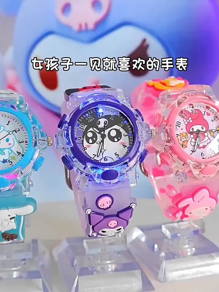 Sanrio Watch Kawaii Melody Cinnamoroll Children LED Luminous Watch Kuromi Hello Kitty Student Wrist Watch Kids Birthday Gift Toy - Kids Watch - Watch
