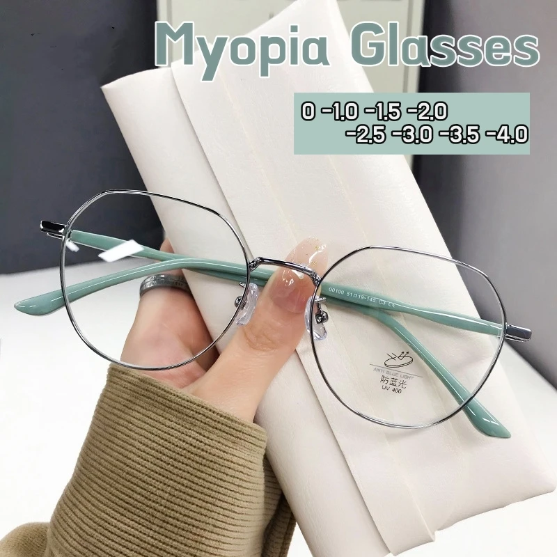 

New Metal Frame Blue Light Blocking Myopia Glasses Women Men Unisex Computer Minus Eyewear Anti Fatigue Near Sight Eyeglasses