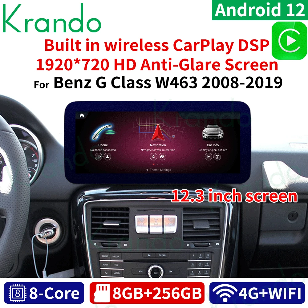 

Автомагнитола Krando, 12,3 дюйма, Android, для Mercedes Benz G Class W463 2008 - 2018