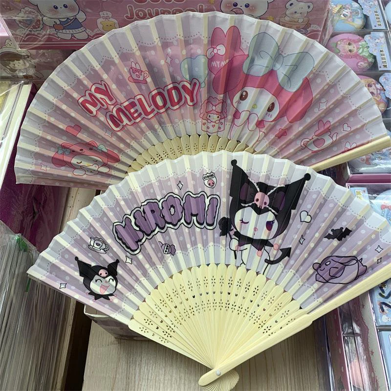 

Sanrio Pompom Purin Cinnamoroll My melody kuromi cute creative anime character folding fan kawaii simple cartoon fan wholesale