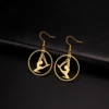 Pole Dance Action Dangle Earrings for Women Stainless Steel Gold Color Yoga Girl Hoop Earring Fashion Gymnastics Jewelry Gifts 4