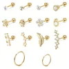 Drperfect Surgical Stainless Steel 16G Cartilage Earrings Studs Helix Couch Hoop Piercing Earrings Set Opal Shiny Earrings 1