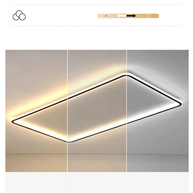 

LED Ceiling Lights Modern Thin Living Room Bedroom Study Room White Black Indoor Ceiling Lamp Dimmable Round Square Rectangle