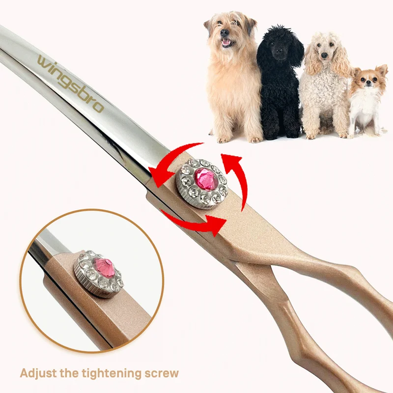 Professional Curved Dog Grooming Scissors 440C Stainless Steel Pet Cutting Shears Safety Trimming For Dogs Cats