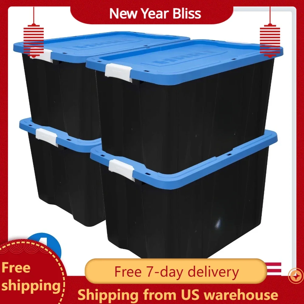 

Set of 4 Organization Storage Basket 27 Gallon Heavy Duty Latching Plastic Storage Bin Container Black Makeup Organizer Baskets