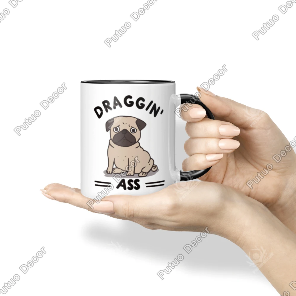 Putuo 장식 재미있는 풍자적 인용 커피 머그잔, Draggin 엉덩이, 친구, 가족용 재미있는 선물, 4 가지 색상 사용 가능, 1pc
