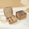 New Cork Wood Jewelry Storage Box Portable Useful Ring Earrings Organizer Cosmetic Holder Double Box Travel Supplies 5
