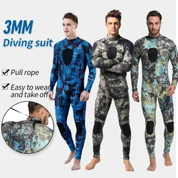Men's Camouflage 3mm Neoprene Diving Suit Back Zip Long Sleeves Plus Size Spearfishing Men Wetsuit for Surfing