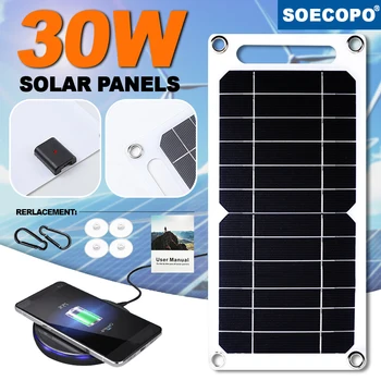 30W Sunpower Pannello Solare Portatile 5V Piastra Solare Con USB Sicuro Stabilizzare Il Caricatore Per La Banca di Potere Del Telefono di Campeggio Esterna Casa RV regalo
