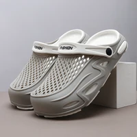 2025 New Design Sandals for Men Thick Bottom Fashion Slippers Mens Garden Shoes Solid Color Breathable Clogs Casual Beach Shoes 2