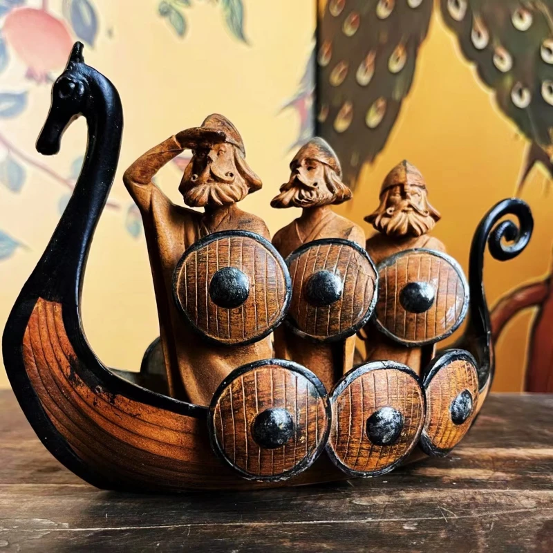 Nordic Retro Viking's Leading Ship Resin Desktop Ornaments Crafts Gifts