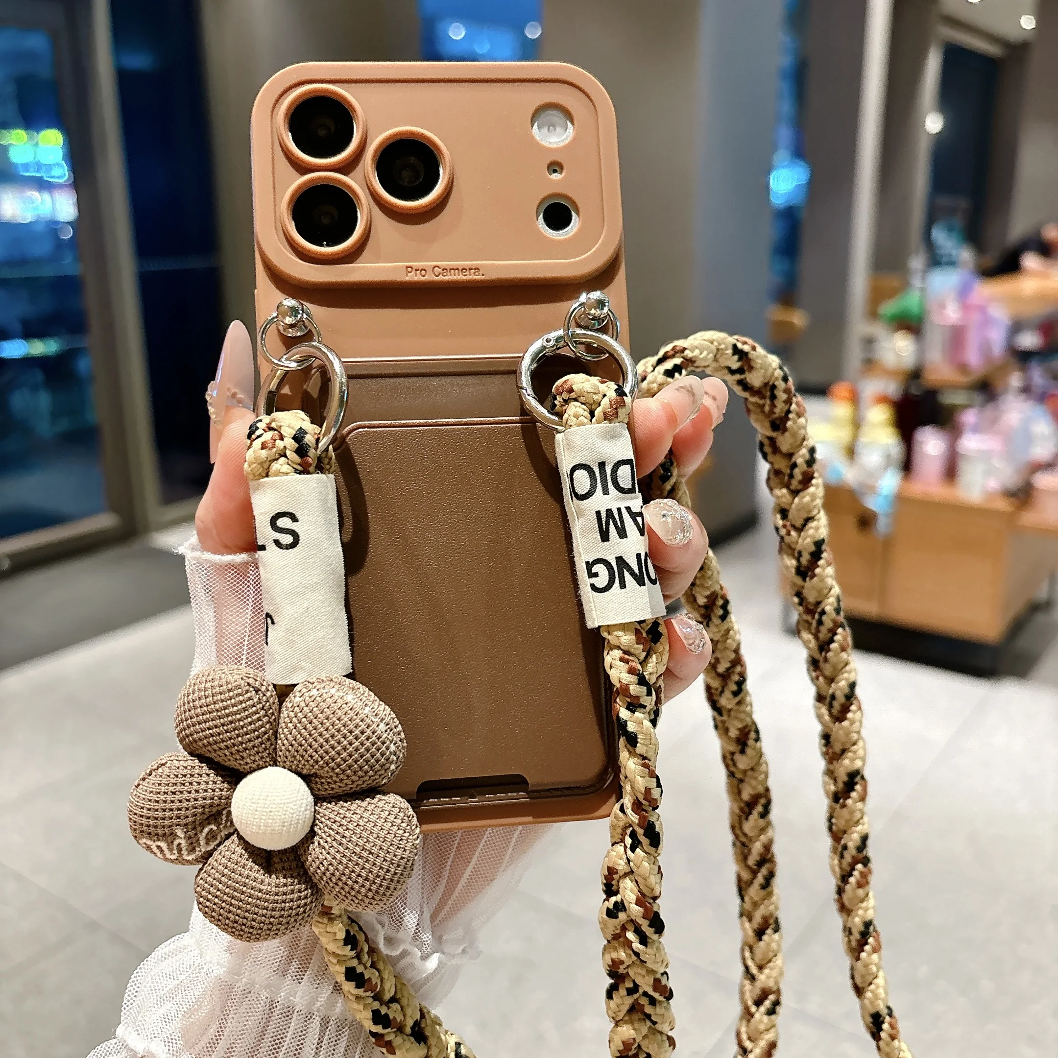 Luxury Floral Crossbody Lanyard Wallet Phone Case Cover