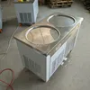 Round Pan Ice Cream Machine Double Barrel Commercial Stainless Steel Yogurt Rolls Maker 6