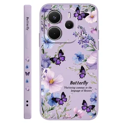 Elegant Butterfly Lovers Liquid Silicone Phone Case for Redmi Note 11S 5G (Light Purple)