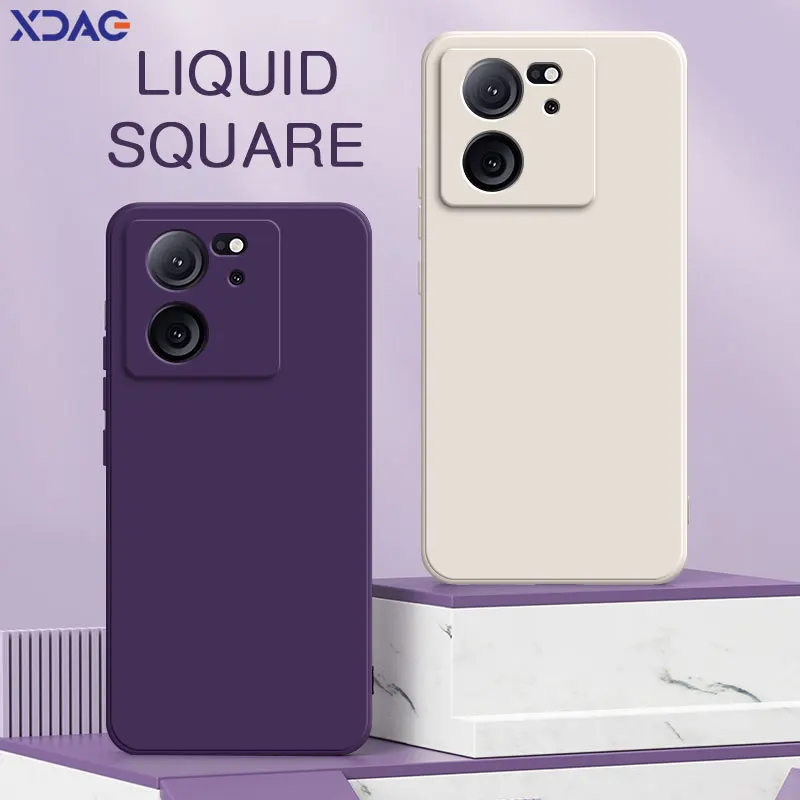 Square Liquid Silicone Waterproof Phone Case with Camera Protection - Soft Back Cover