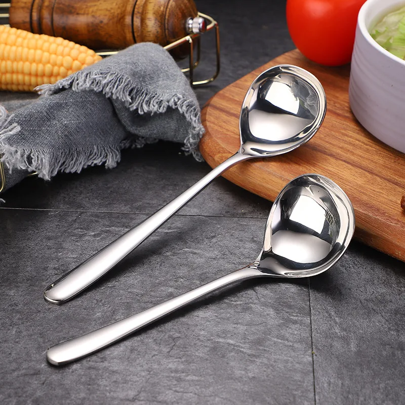 Stainless Steel Spoon Long Handle Hotel Hot Pot Spoon Soup Ladle Korean Soup Scoop Home Kitchen Tools stainless steel spoon soup spoon