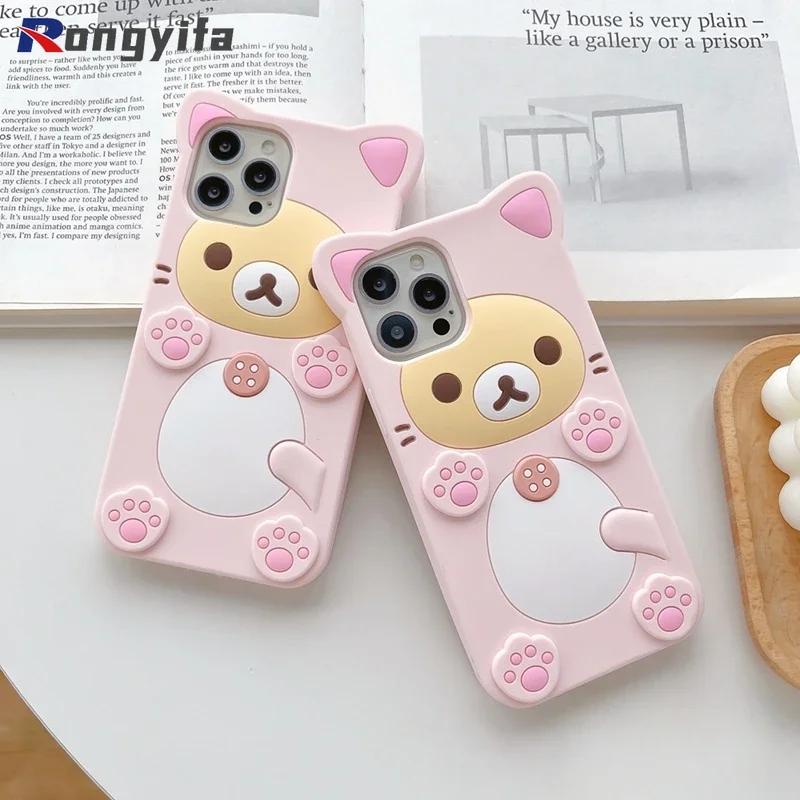 

Cartoon 3D Bear Silicone Case For OPPO Realme V23 V25 Q5 Q3 Pro Q3i V13 GTNeo GTNeo 2GT Q3T Q3S Back Cover