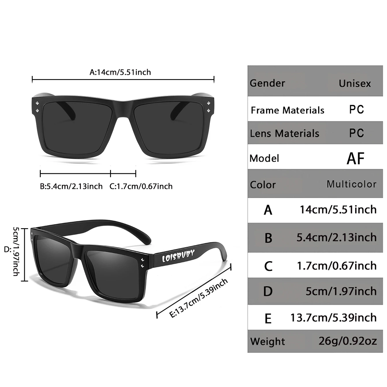 LOISRUBY Fashion Sunglasses Square Shades UV Protection