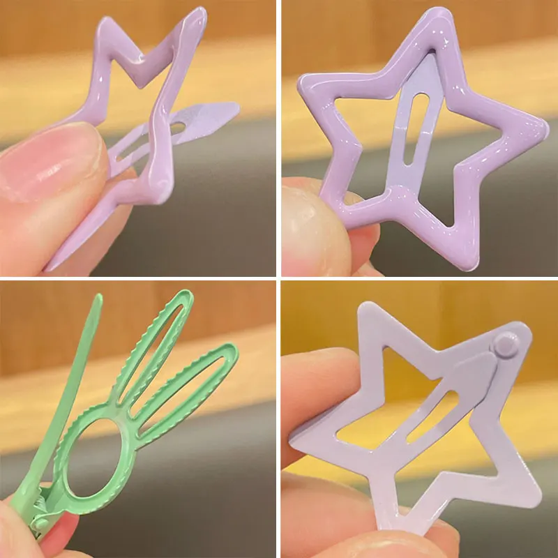 3Pcs/set Weaving Hollow Rabbit Star Hairpins Clips Barrettes Kawaii Candy Color Hair Pin Headband for Children Girls Accessories