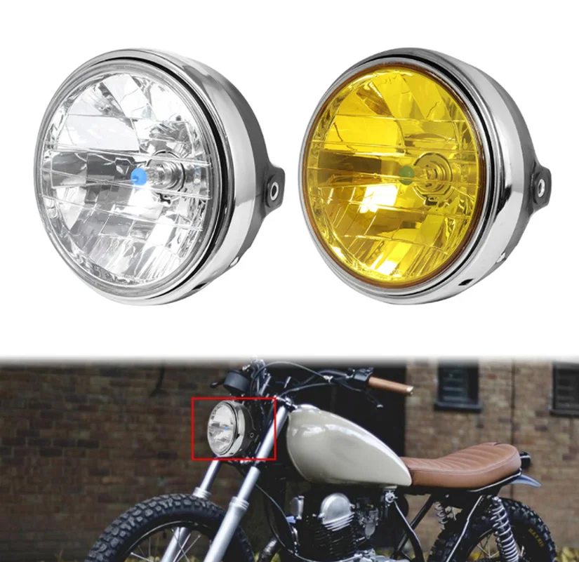For Honda CB Series 7 Inch 35W Universal Motorcycle Headlight Yellow Crystal Glass Clear Lens