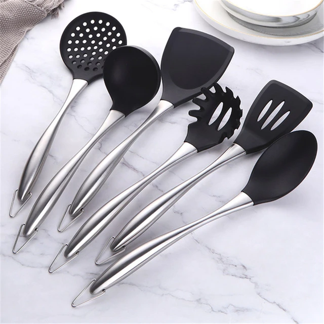 15 inch Large Spatula Slotted Turner Soup Ladle Stainless Steel Wok Spatula  Set Slotted Spoon for Cooking Utensils Set Long Wooden Handle Ladles