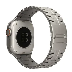 Premium Stainless Steel Watchband - Sleek Metal Bracelet Strap - 44MM 45MM (Titanium Color)