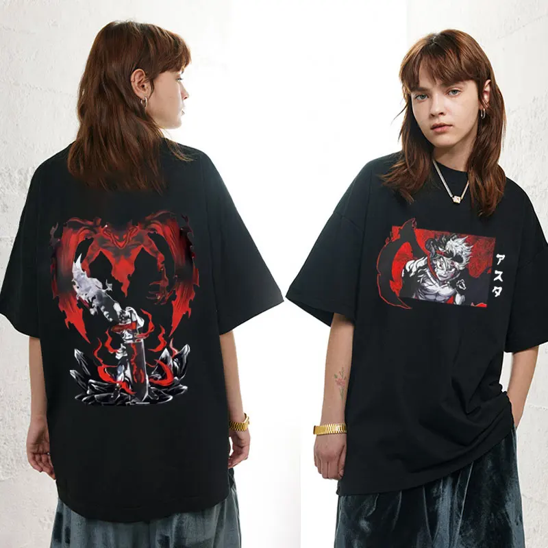 

Japan Anime Black Clover Print T Shirt Summer High Qualit 100%Cotton T Shirts Men Women Street Gothic Fashion Oversized T-shirts