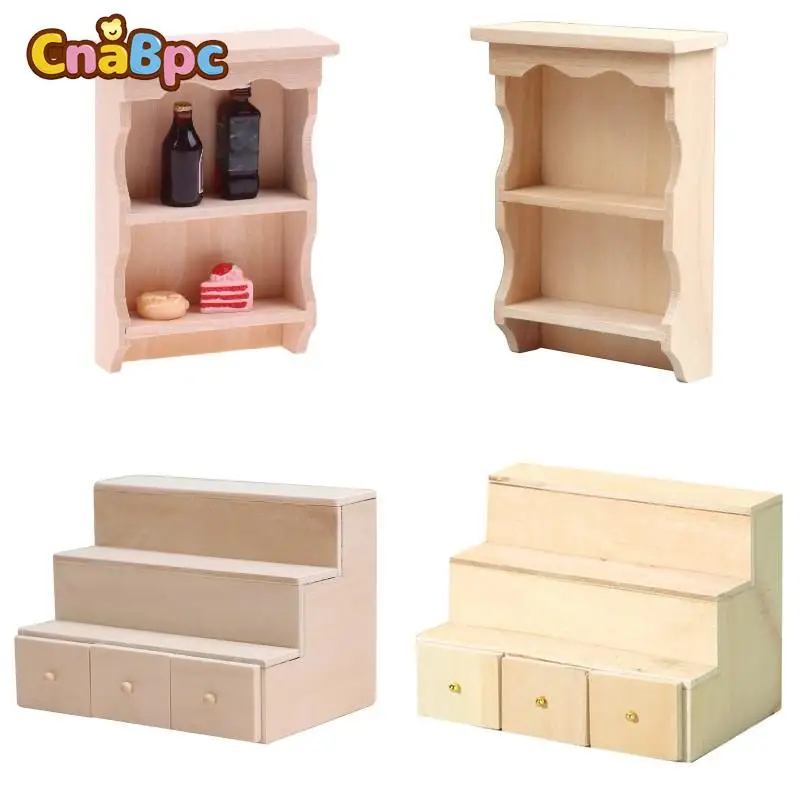 1:12 Dollhouse Miniature Wooden Shelf Display Stand Showcase Rack Hanging Wall Cabinet Perfume Cabinet Model Living Scene Decor