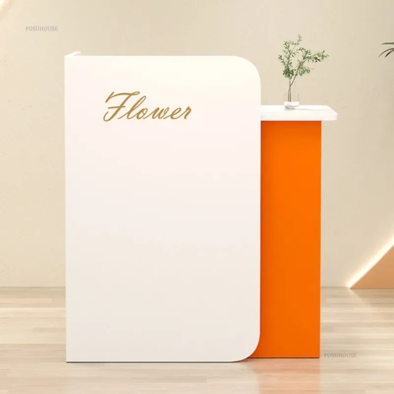 Modern Shop Hotel Reception Desks Simple Cash Register Tables for Beauty Salon Bar Counter Clothing Store Consultation Desk U