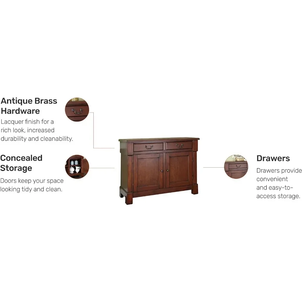 Kitchen Cabinets Rustic Cherry Color Buffet Cabinet Buffet Cabinet With Storage Space and Felt-lined Drawers Furniture Home