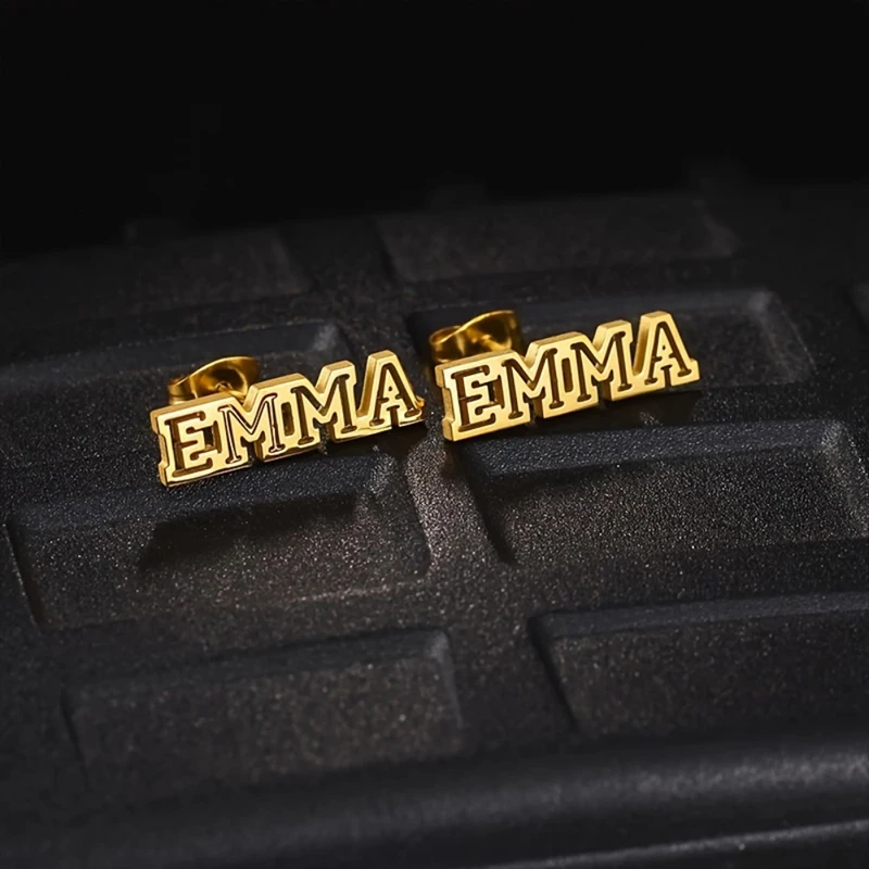 Valentines Day Custom Hollow Earrings Stainless Steel Name Jewelry Image 3