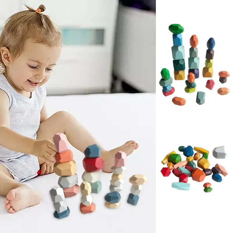 

Деревянные Складные камни, сенсорные игрушки для малышей, Обучающие игрушки Монтессори, строительные блоки, игровые камни, подарки для детей на день рождения