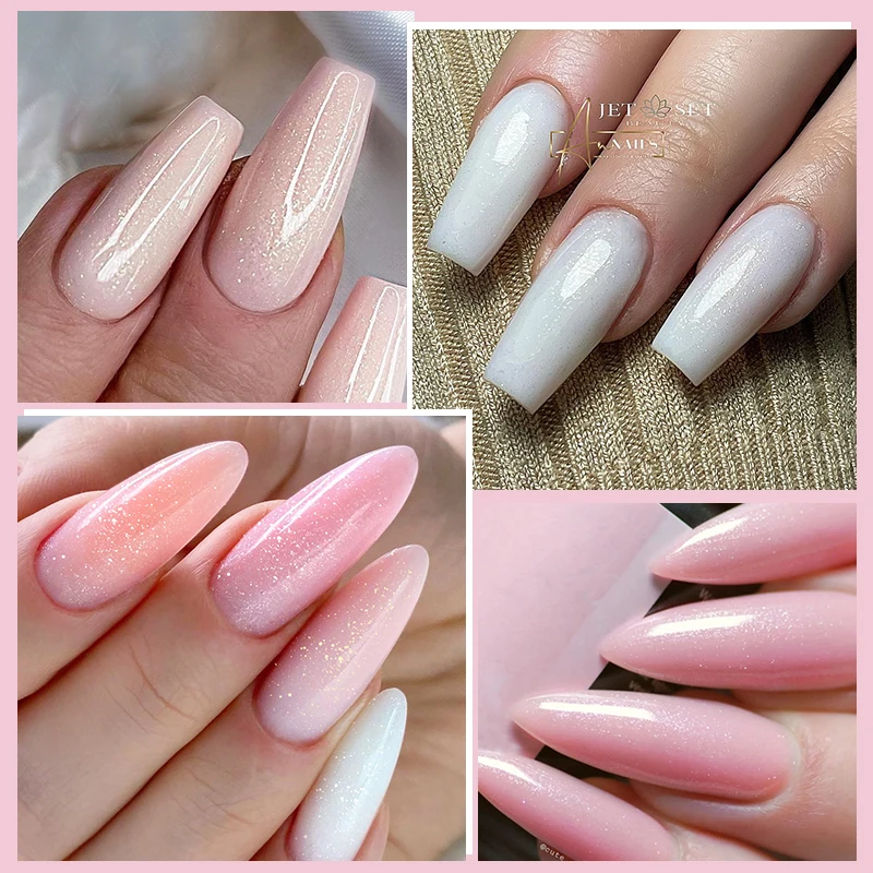 UR SUGAR 7ml Milky Jelly White Glitter Rubber Base Gel Polish Pink Nude Color Soak Off UV LED Self-leveling Gel Varnish Manicure 5