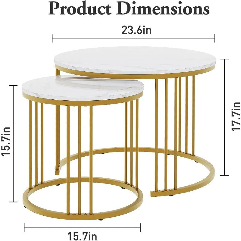 Coffee Table Faux Marble Nesting Table for Small Place 2 Sets Modern Furniture Living Room Sets End Side Table Night Stand 3
