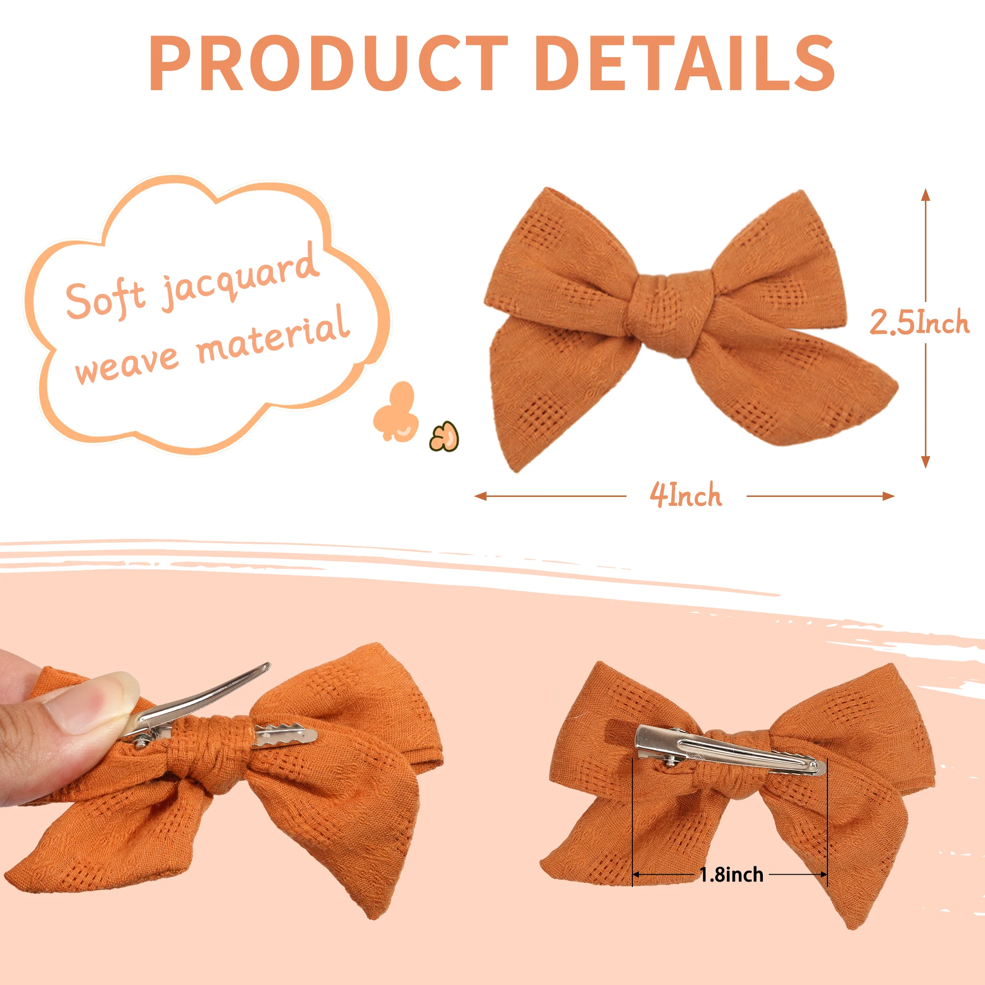 Haarschleifen-Clips-Set aus Baumwolle für Mädchen