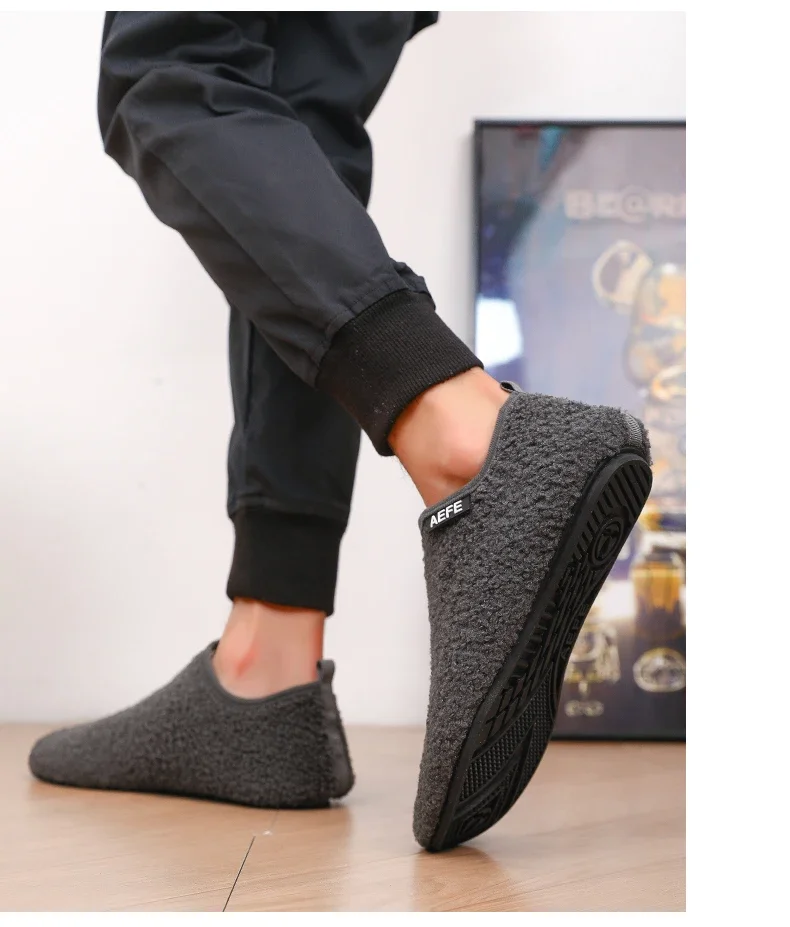 S749425d9835a43039761a0f6cc76988b0 Warm Lightweight Cotton Slippers for Men Plush Winter Home Loafers