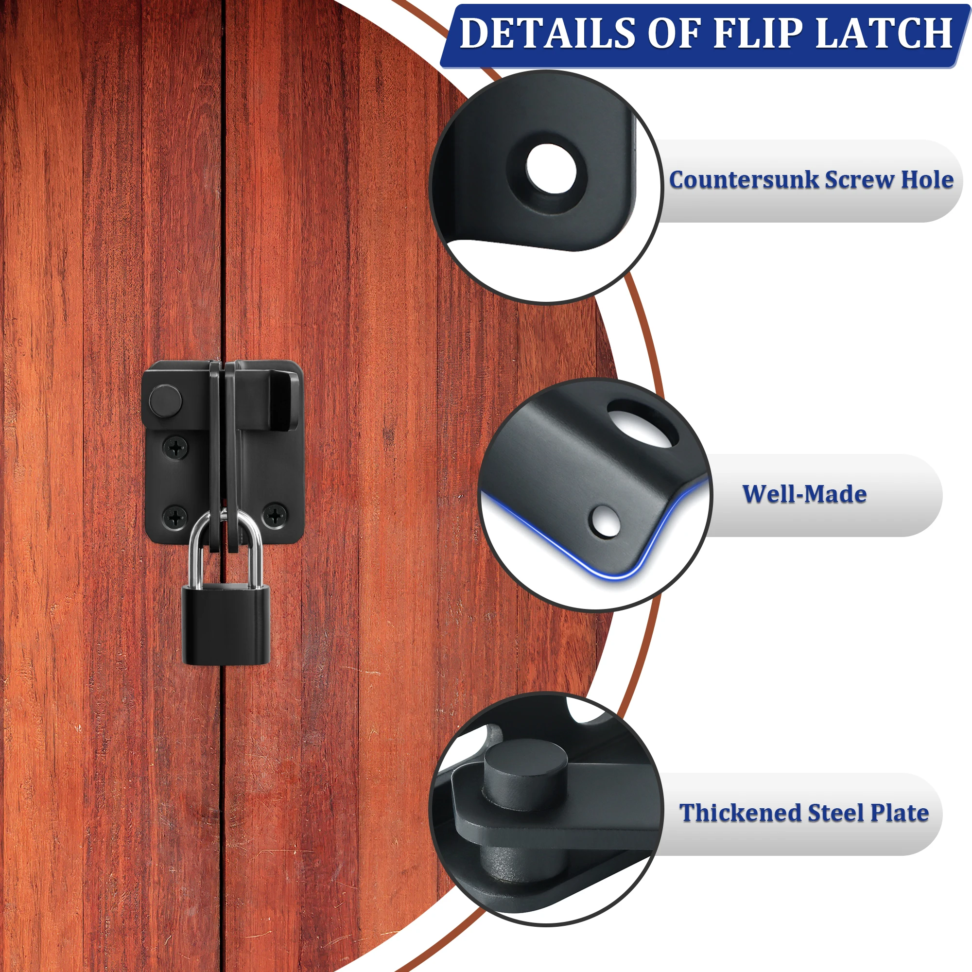 Shed Lock Gate Lock Door Bolt Gate Latch Tiny Padlock Hasp for Wooden Gates Garden Shed Cupboard Stainless Steel Hardware