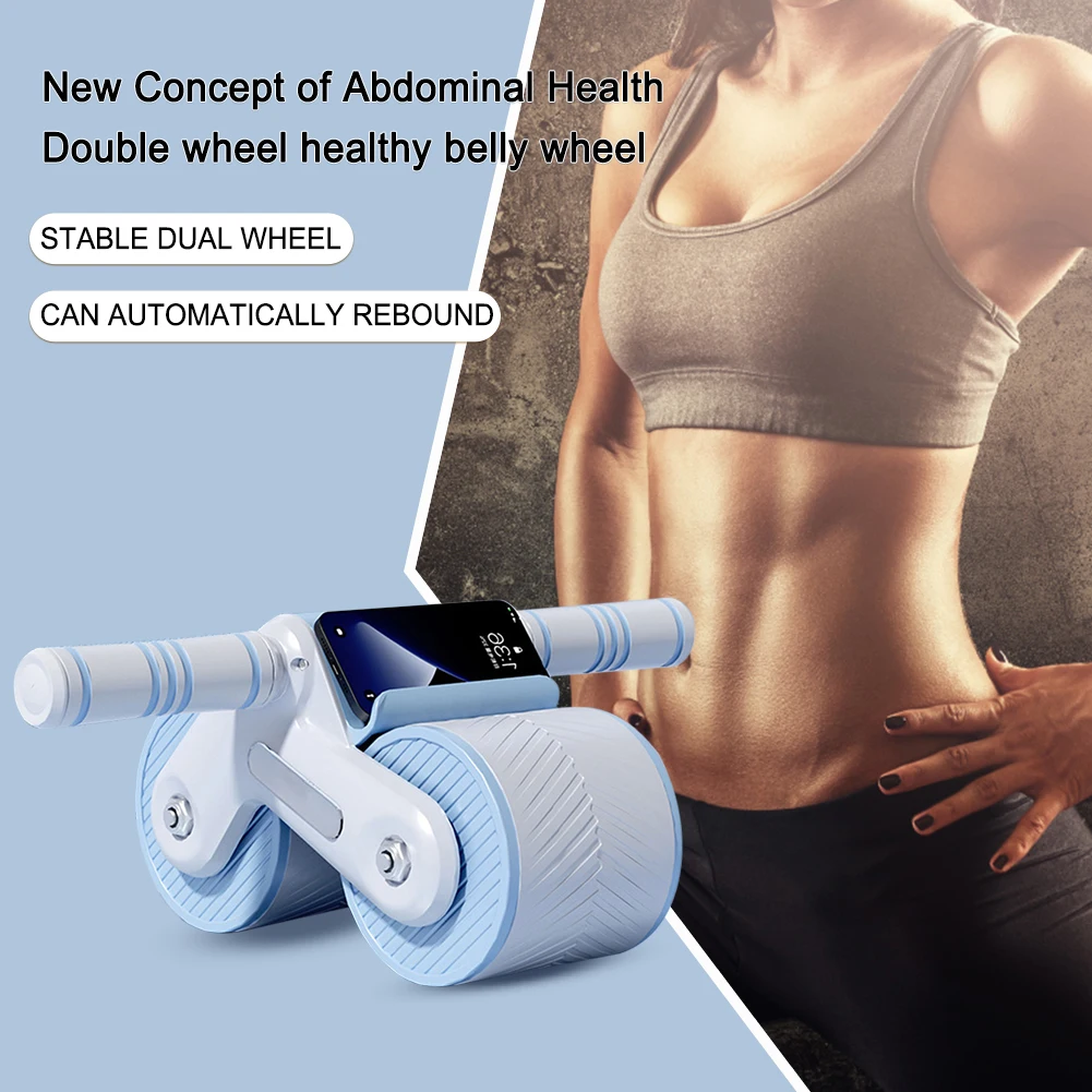 Abdominal Wheel Exerciser Dual Wheel Design Ab Slider Roller Automatic Rebound Anti-Slip Home Gym Fitness Equipment abdominal wheel abdominal fitness instrument abdominal workout aids