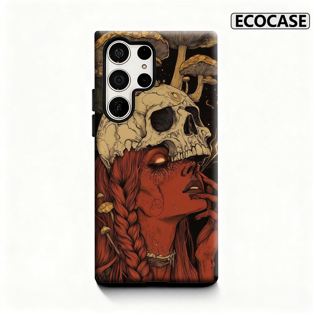 Skull and Mushroom Halloween Glossy Double-layer Phone Case