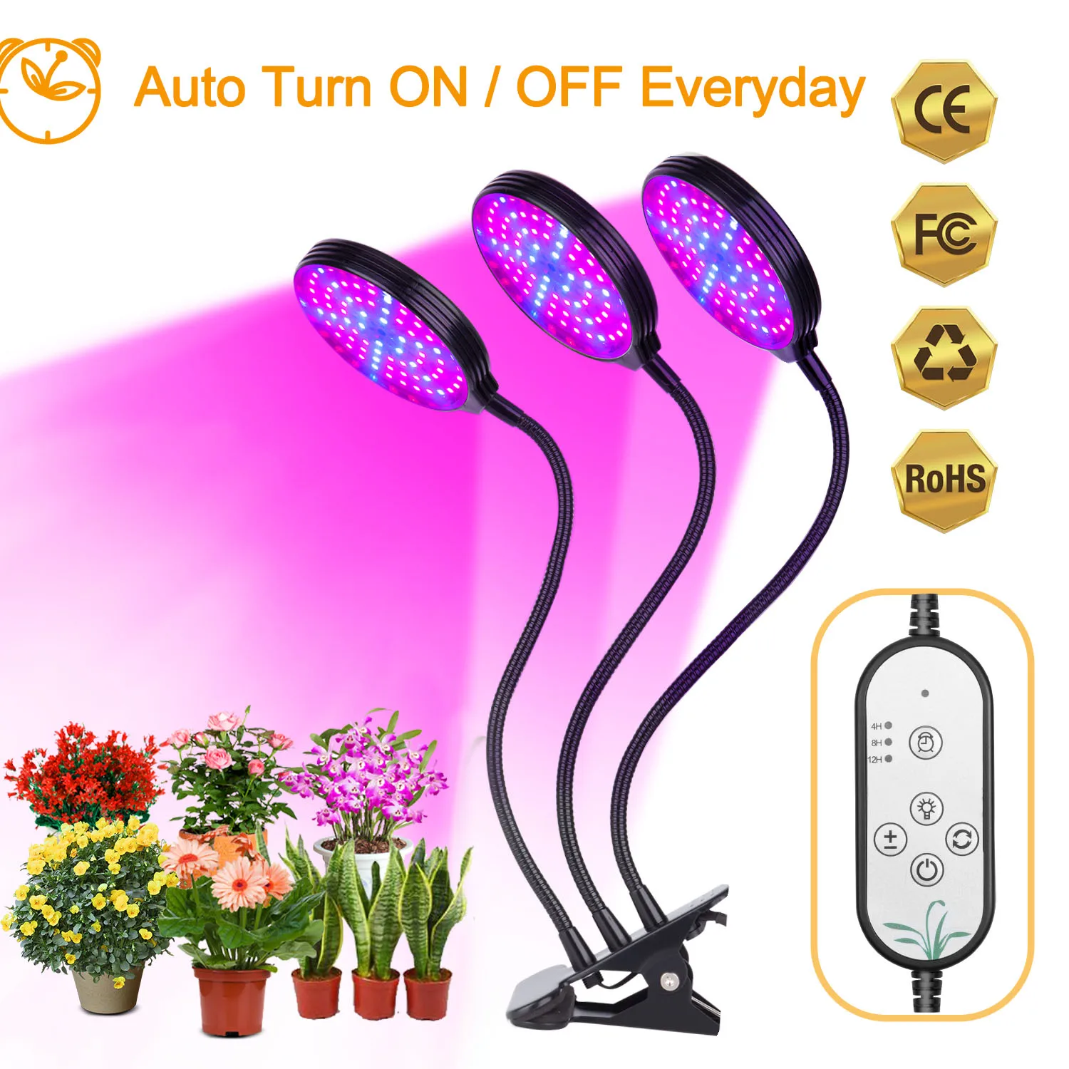 

USB Powered Full Spectrum LED Grow Light with Timer Control Desktop Clip Phyto Lamp for Indoor Cultivation Plant Flower Seedling