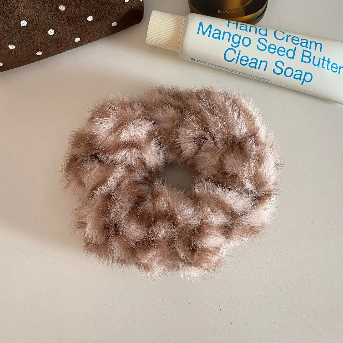 1PC Fuzzy Fur Scrunchie,Fluffy Animal Print Hair Ties, Soft Winter Hair Accessories, Stylish Daily Hair Decor
